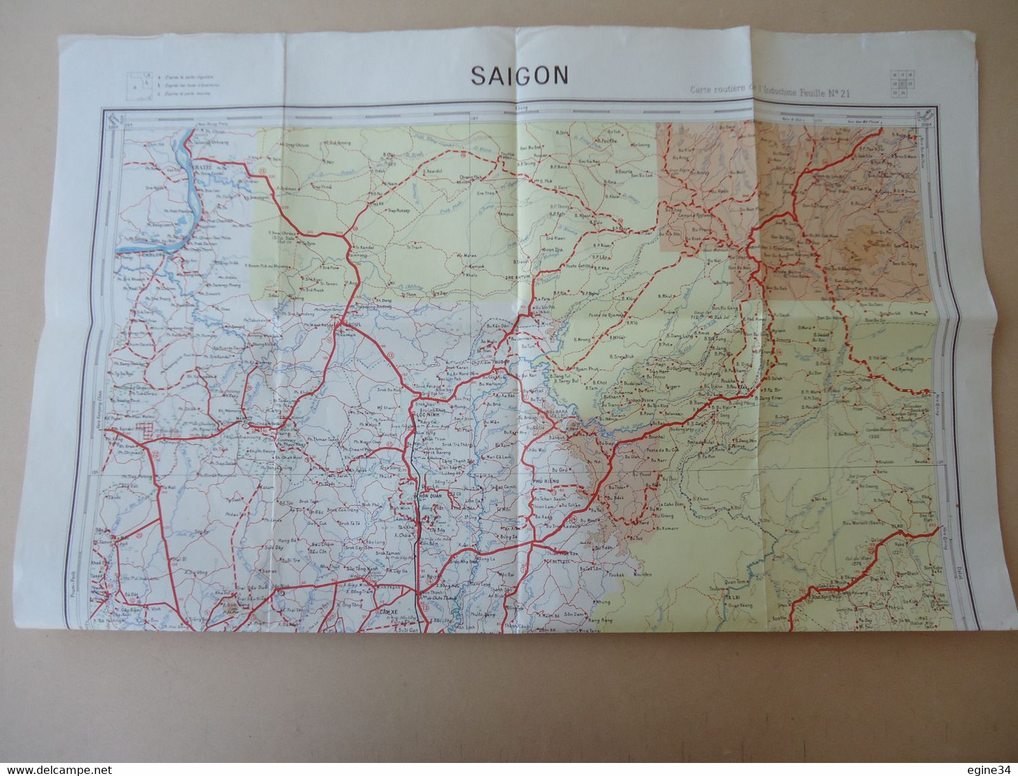 Lot 4 cartes routières de l'Indochine - SAIGON no 21 - Saigon Est no 221 -  Cho Lon Est - Cho Lon Ouest no 230 - 1950