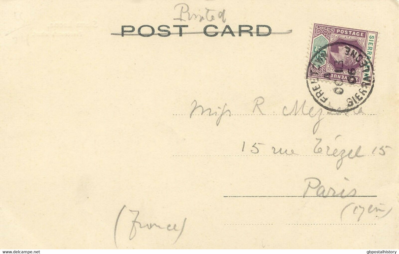 SIERRA LEONE 1906/12 EVII 1/2d + Georg V 1d Each On 2 Beautiful VFU Postcards - Sierra Leone (...-1960)