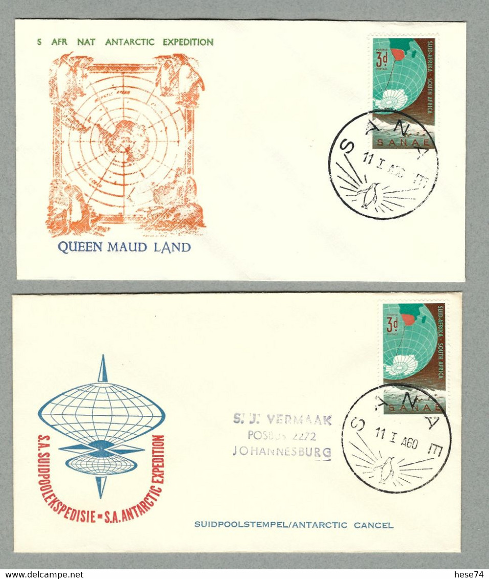 1960 LOT 2 PLIS SOUTH AFRICAN NATIONAL ANTARCTIC EXPEDITION SANAE - Storia Postale