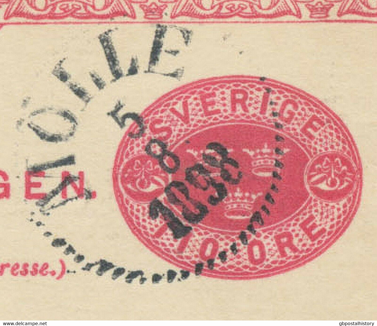 SCHWEDEN 1898 10 Öre Kab.-GA-Postkarte M. Sehr Selt. Punkten-K1 "MÖLLE" N. BRAUNSCHWEIG - 1872-1891 Ringtyp