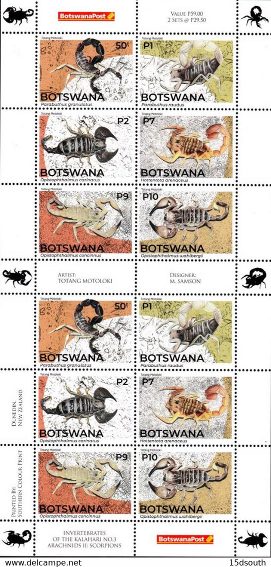 Botswana - 2021 Scorpions Sheetlet (**) - Spinnen