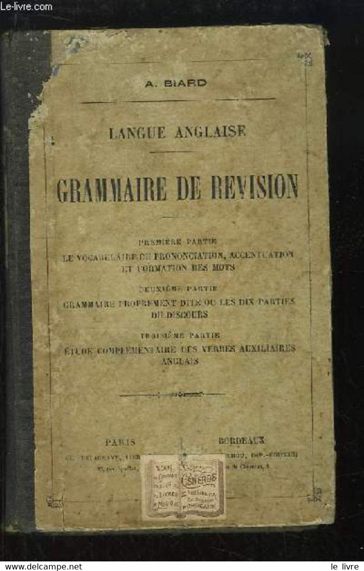 Grammaire De Révision. Langue Anglaise. - BIARD A. - 0 - Engelse Taal/Grammatica