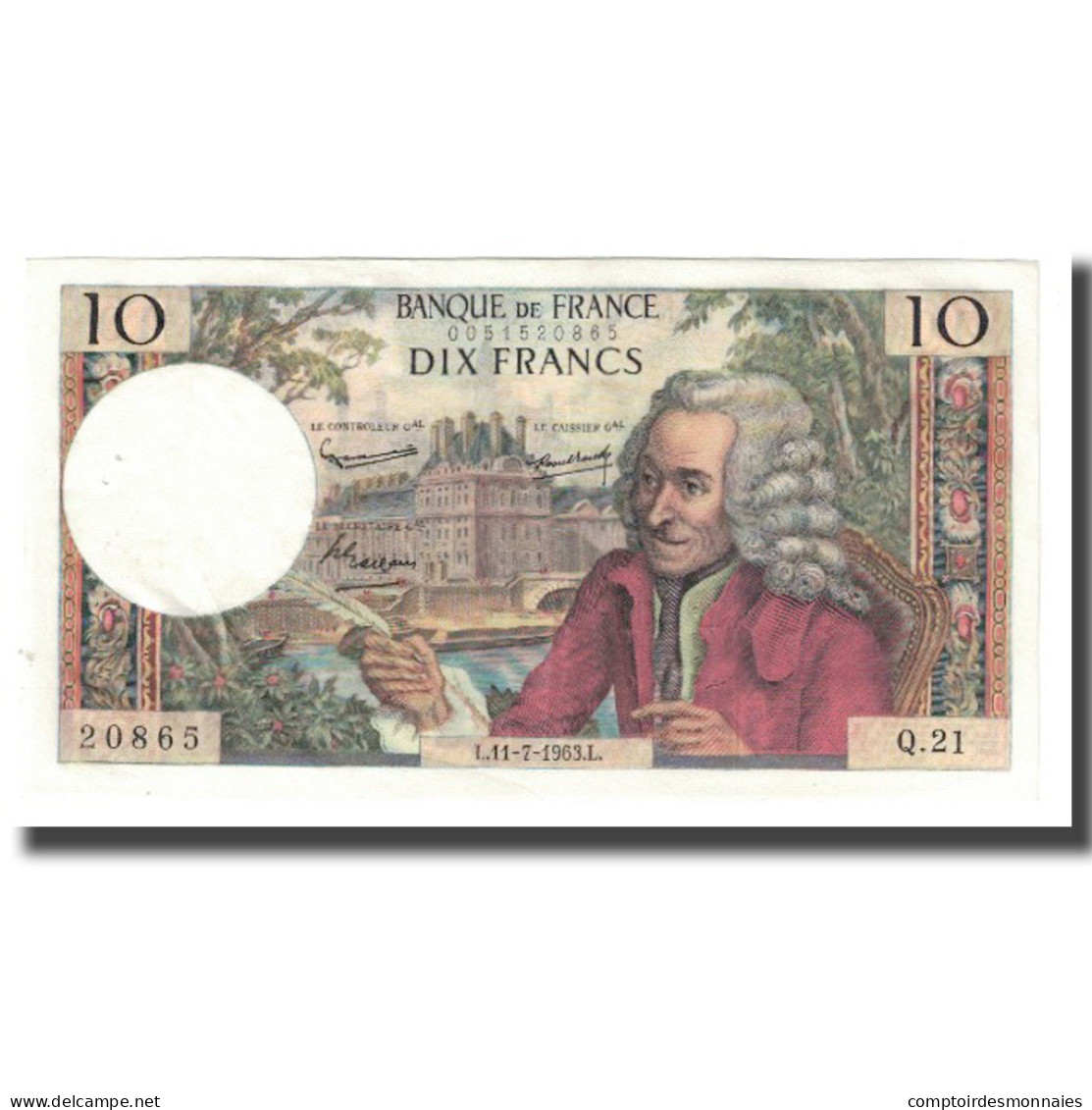 France, 10 Francs, Voltaire, 1963, R.Tondu-G.Bouchet-H.Morant, 1963-07-11, SUP+ - 10 F 1963-1973 ''Voltaire''