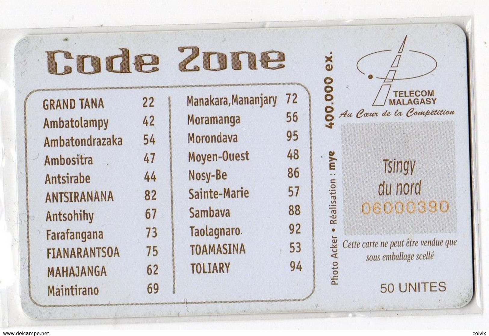 MADAGASCAR Ref MV Cards MDG-46 50U TSINGY DU NORD - Madagascar