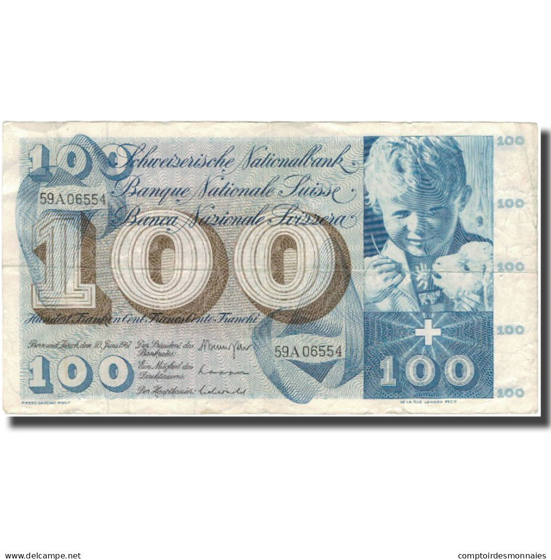 Billet, Suisse, 100 Franken, 1967, 1967-01-01, KM:49j, TB+ - Suisse