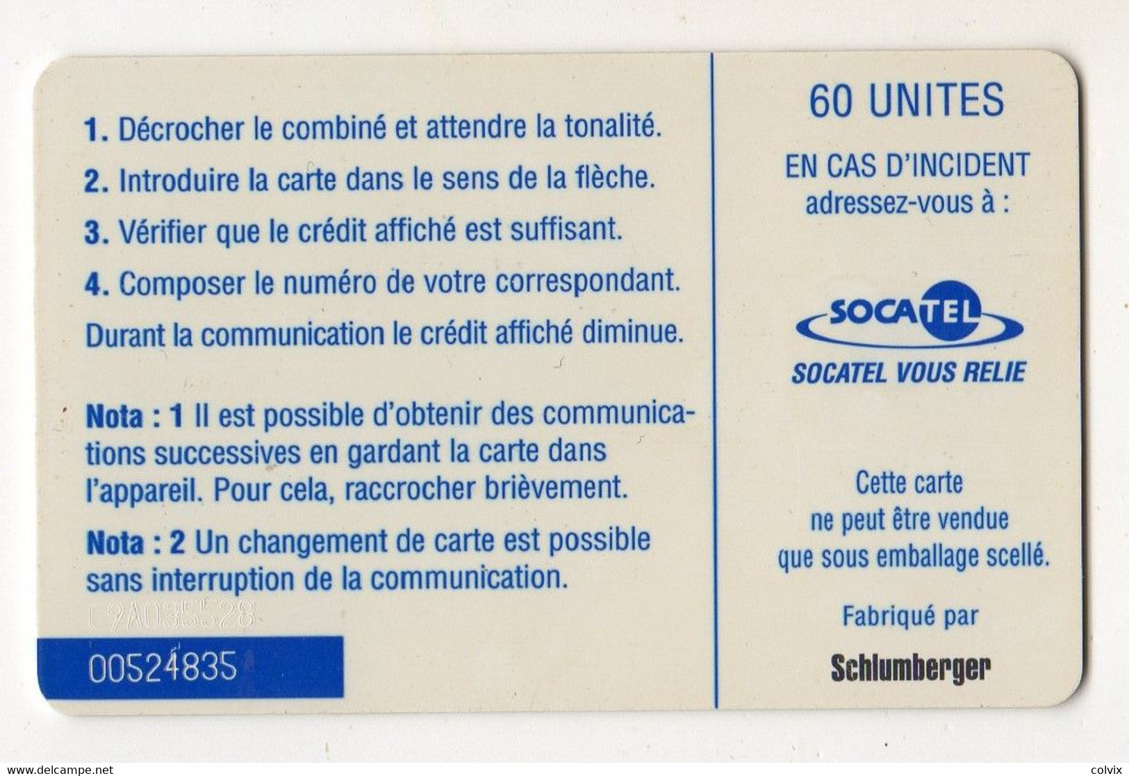 CENTRAFRIQUE TELECARTE SOCATEL Ref MV Cards CAR-24 60U CARVED SCULPTURE (rare En Trés Bon état) - Central African Republic