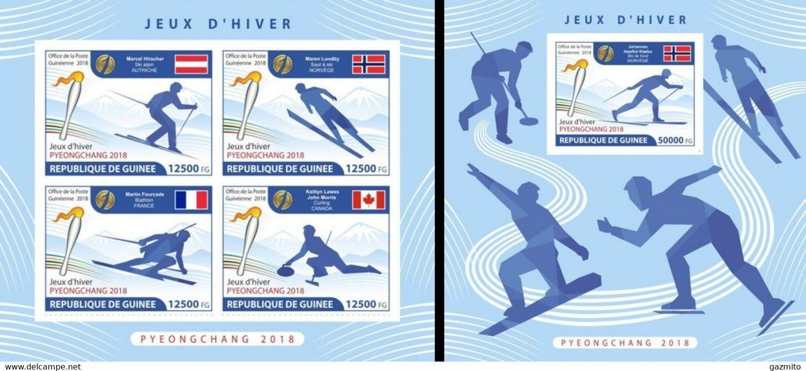 Guinea 2018, Olympic Games In Pyeongchang, Winners, Skiing, 4vai In BF +BF IMPERFORATED - Hiver 2018 : Pyeongchang