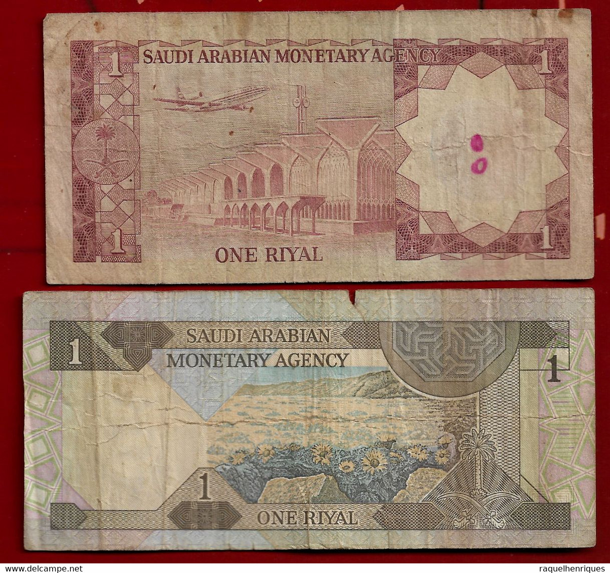 SAUDI ARABIA BANKNOTE - 2 NOTES 1 RIYAL (1984) - (1977) P#21d-16 F (NT#03) - Saudi-Arabien