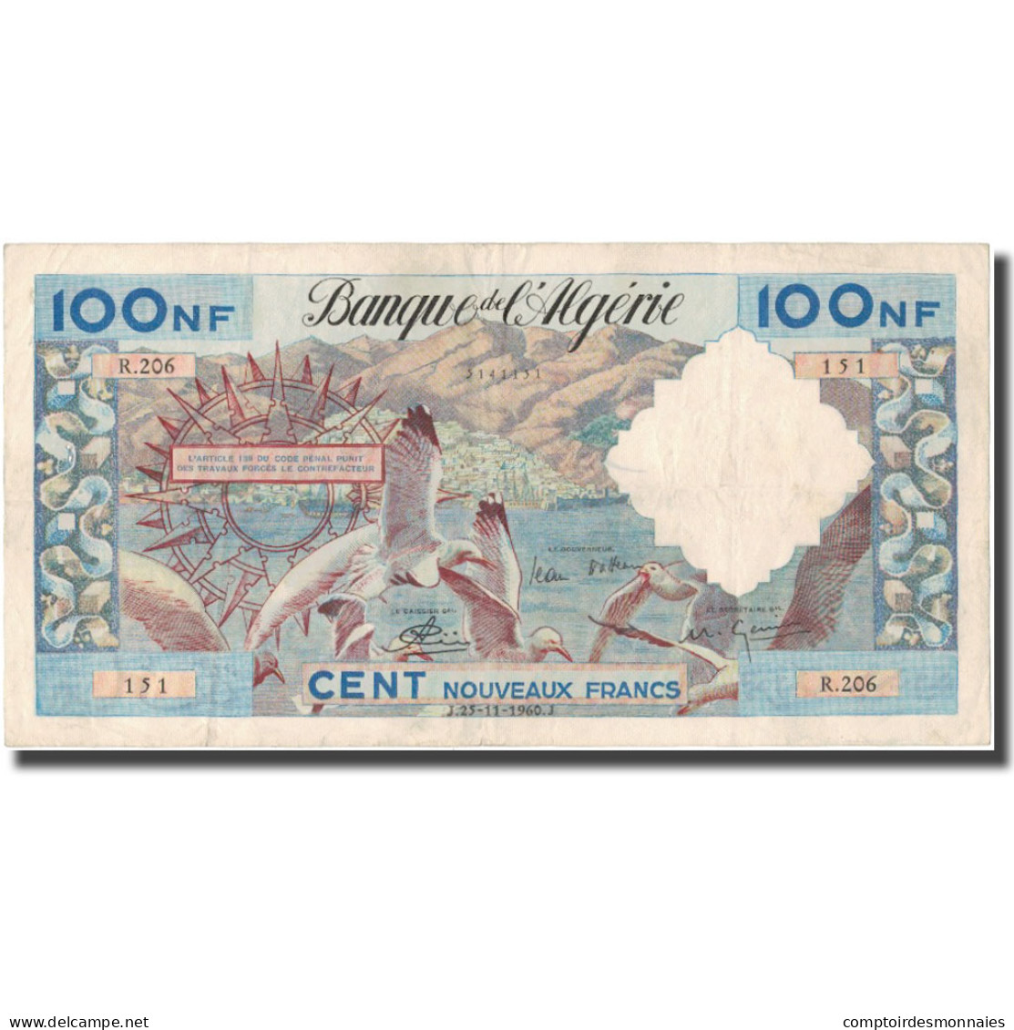 Billet, Algeria, 100 Nouveaux Francs, 1960, 1960-11-25, KM:121b, TTB+ - Algérie