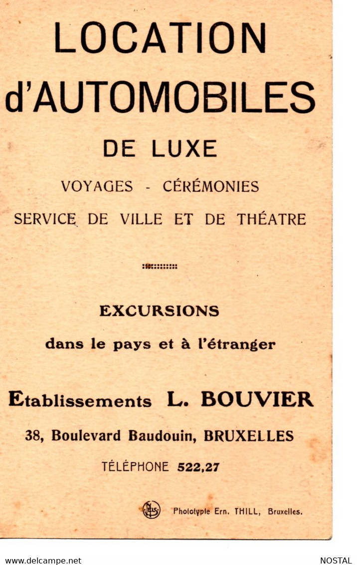 B23. Bruxelles: Location D'automobiles L.Bouvier - Brussel (Stad)