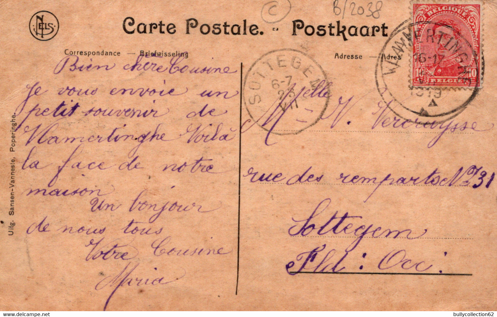 CPA - BELGIQUE - VLAMERTINGHE - Centre Du Village 1919 - Other & Unclassified