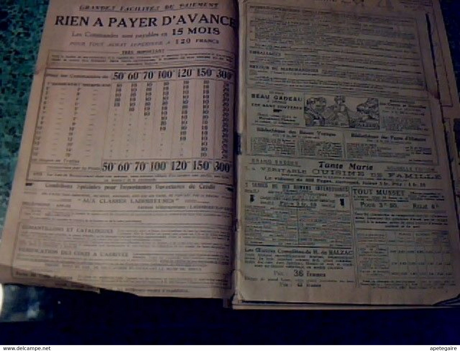 Vieux papiers Publicités  & catalogue  magasin  " aux classes laborieuses "  Paris bd de Strasbourg été 1913