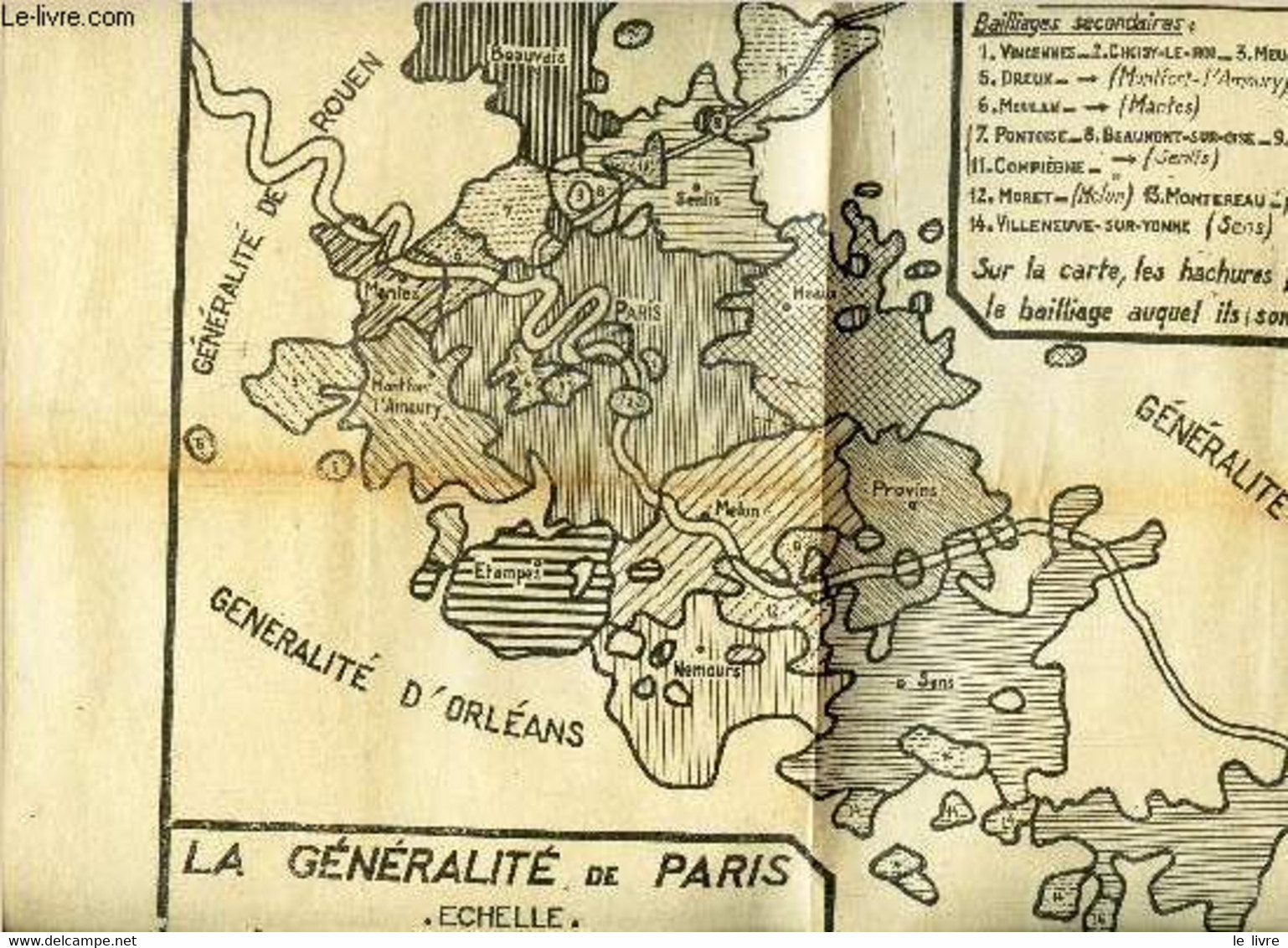 1 CARTE : LES DIVISIONS DE LA FRANCE D'ANCIEN REGIME - La Généralité De Paris En 1789 - En Noir Et Blanc - De Dimension - Maps/Atlas