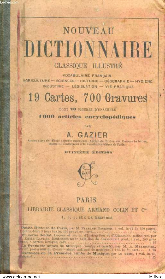 NOUVEAU DICTIONNAIRE CLASSIQUE ILLUSTRE - GAZIER A. - 1889 - Encyclopédies