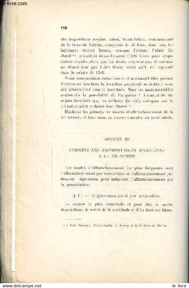 LE REGIME FEODAL EN FRANCHE-COMTE AU XVIIIe SIECLE - MILLOT JEAN - 1937 - Franche-Comté