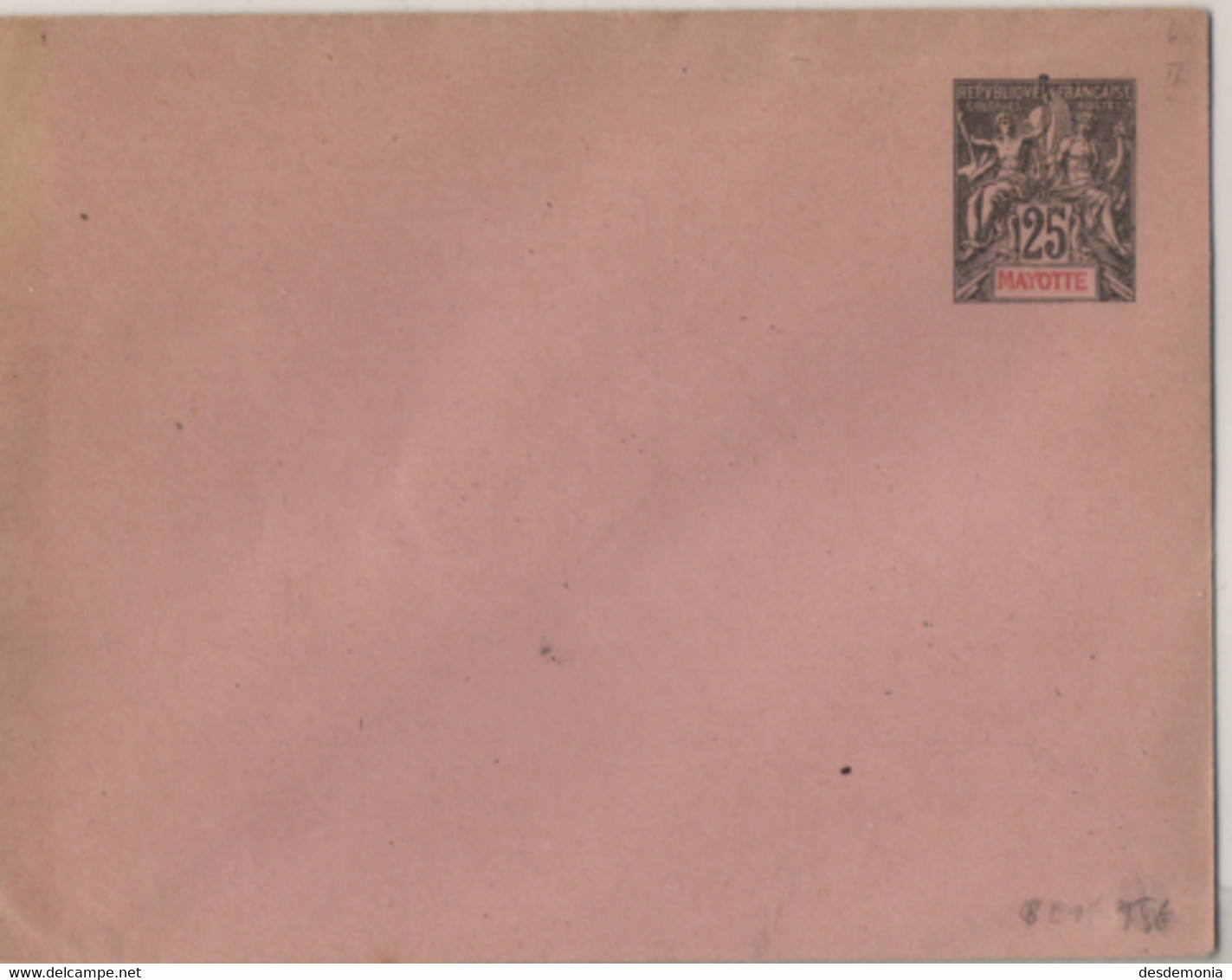 France Colonie Mayotte Yvert 8-E1 * Type Groupe 25c Noir Sur Rose - Interi Postali & PAP