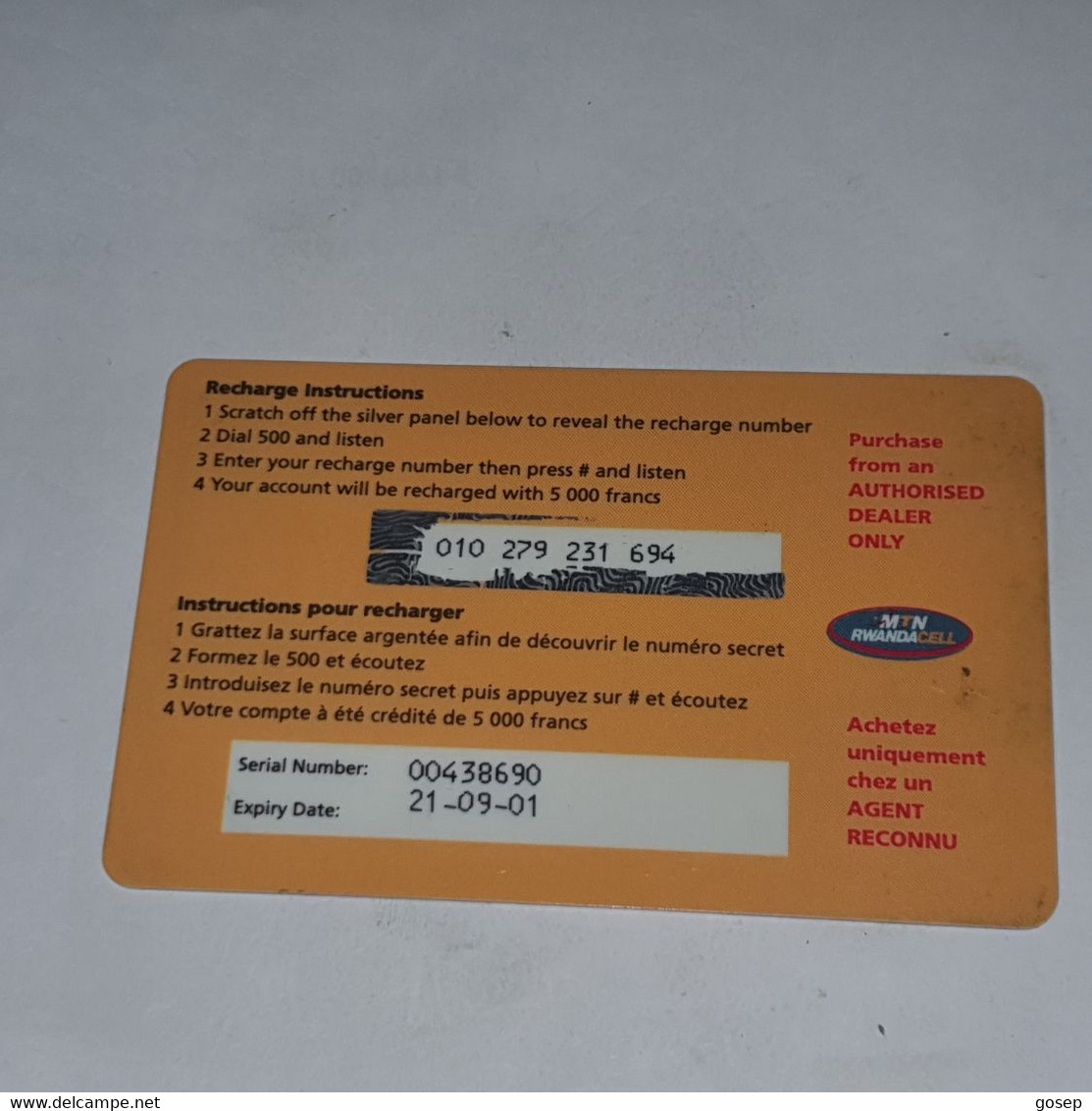 RWANDA-(RW-MTN-REF-0004A)pay As You Go Musician-(7)-(frw-5.000)-(010-279-231-694)-(plastic )used Card+1card Prepiad Free - Ruanda