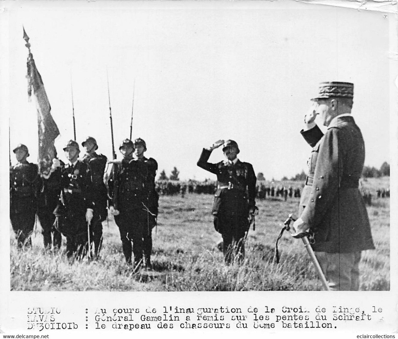 Photographie:  Inauguration De La Croix De Linge En 1939 Par Le Général Gamelin  (voir Scan Et Commentaires) - Andere & Zonder Classificatie