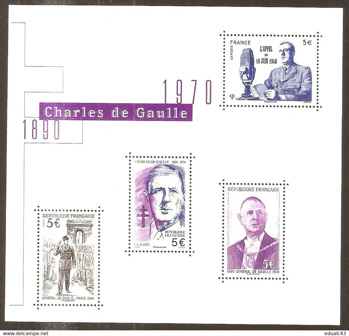 2020 - Nouveau Bloc Feuillet  Charles DE GAULLE  NEUF** LUXE MNH - Mint/Hinged