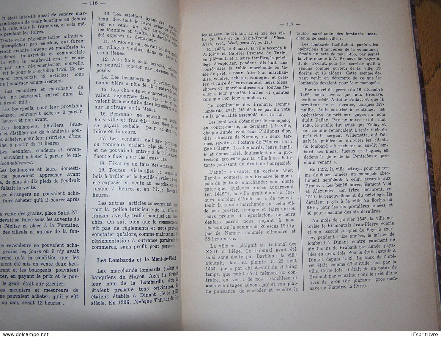 HISTOIRE DE LA VILLE DE DINANT Edouard Gérard 1936 Régionalisme Métiers Organisation Militaire Hopitaux Vie Religieuse