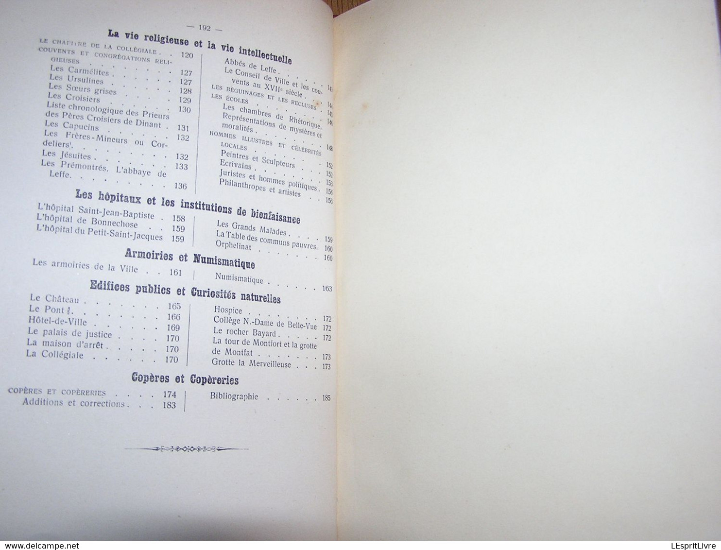 HISTOIRE DE LA VILLE DE DINANT Edouard Gérard 1936 Régionalisme Métiers Organisation Militaire Hopitaux Vie Religieuse