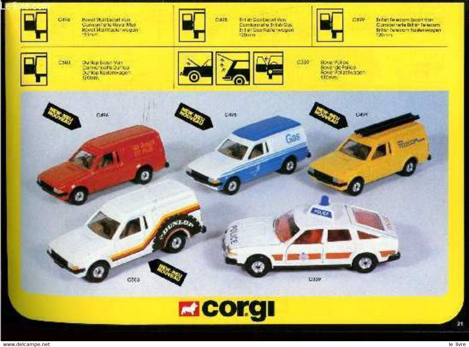 Catalogue Corgi - 1984 (Automobiles, Avions Miniatures) : Nasa Shuffle - Dump Truck - Bus - Autobus - Rover Police (Voit - Model Making