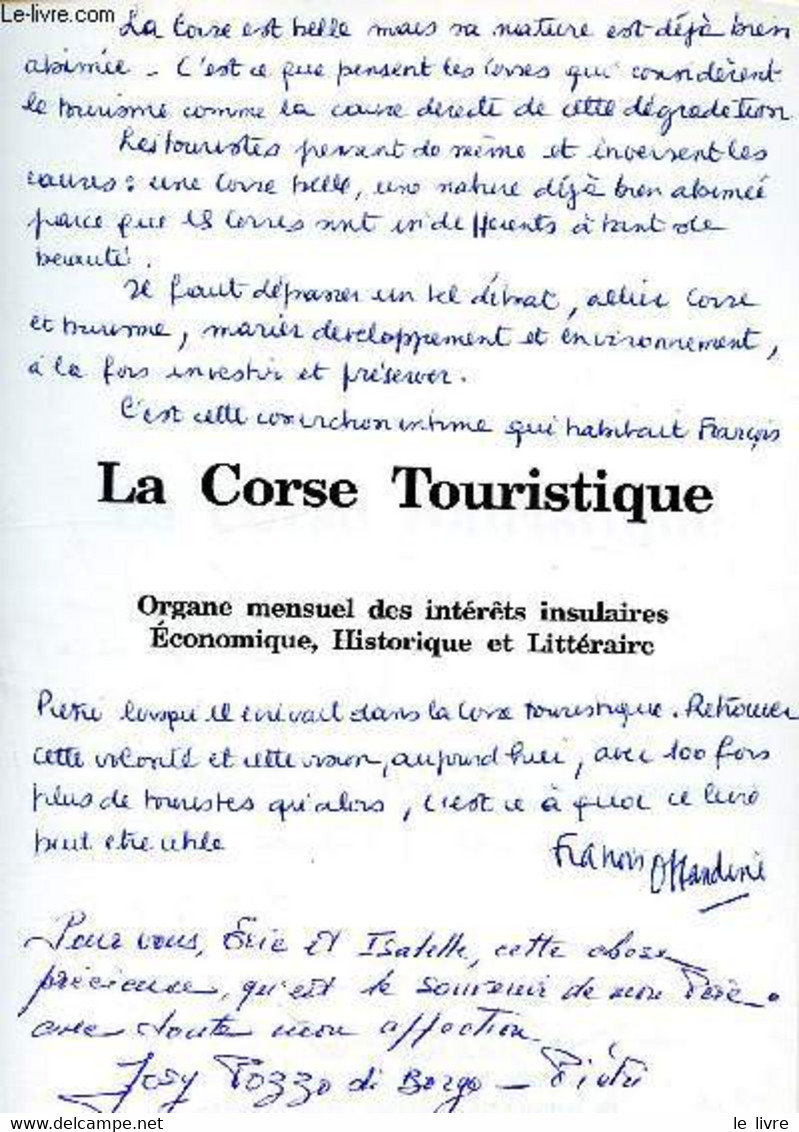 La Corse Touristique - Organe Mensuel Des Intérêts Insulaires économique, Historique Et Littéraire - Les éditoriaux De F - Corse