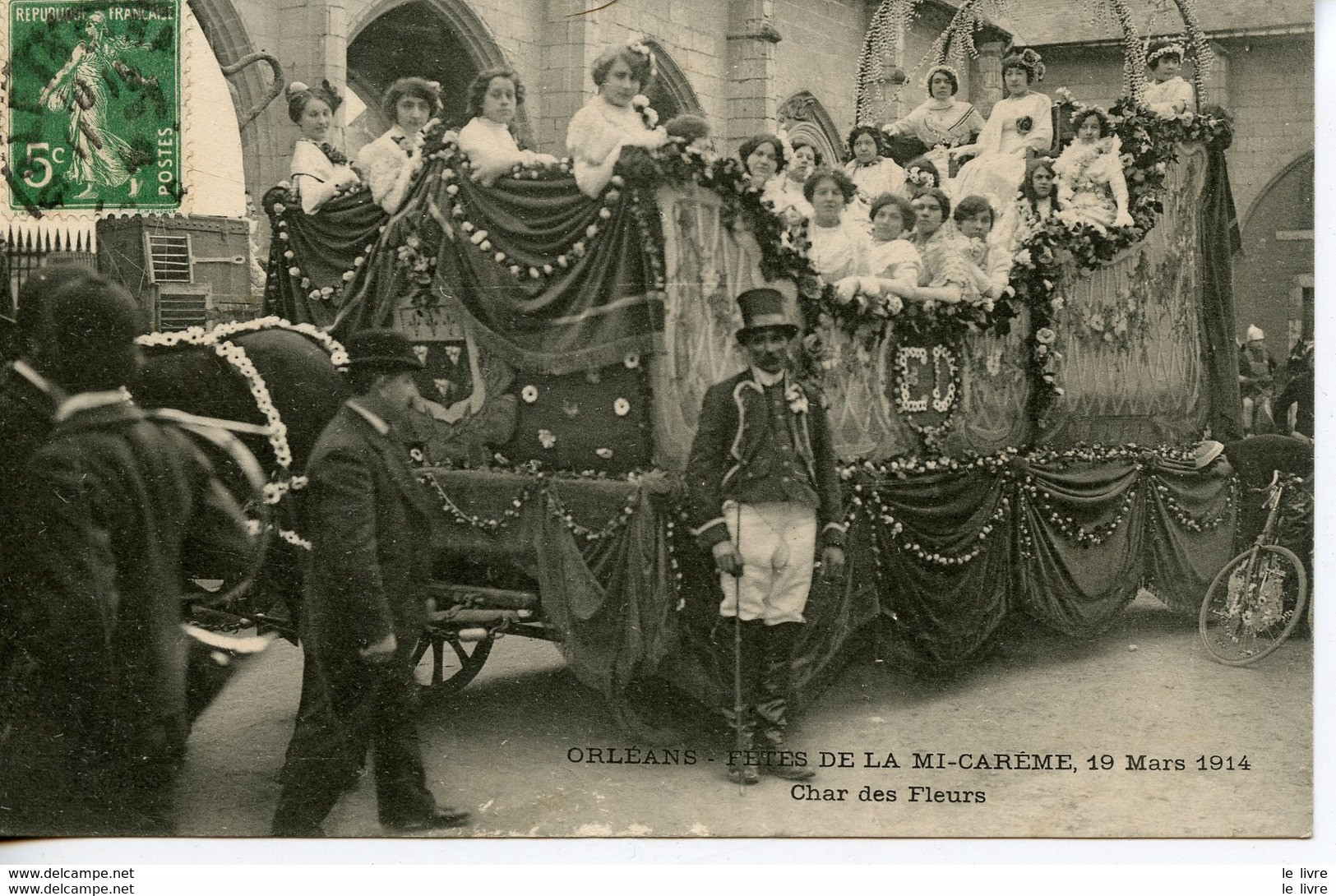 CPA 45 ORLEANS. FETES DE LA MI-CAREME 19 MARS 1914 CHAR DES FLEURS - France - 1914 - Empfänge