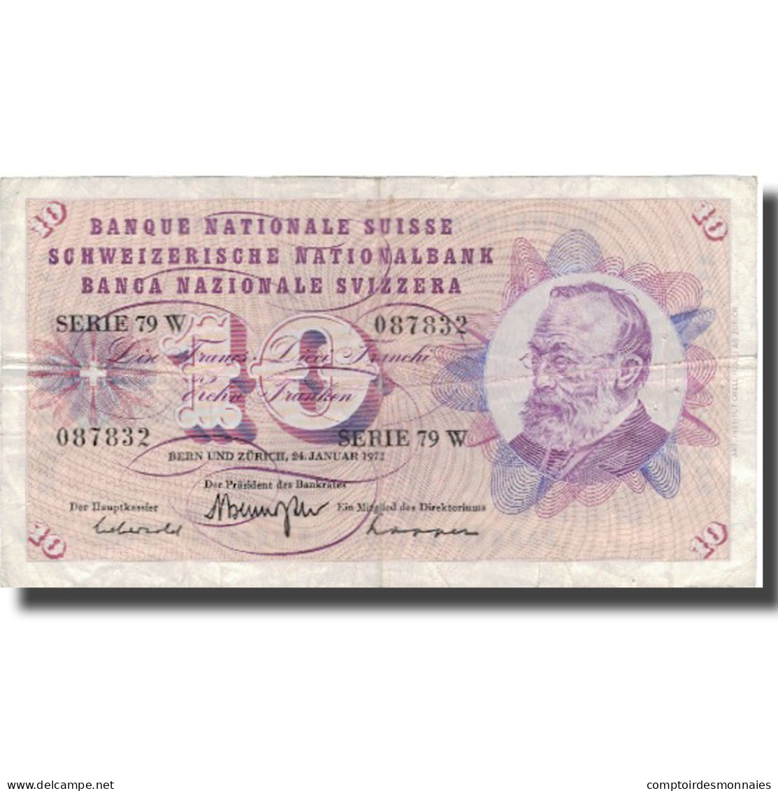 Billet, Suisse, 10 Franken, 1972, 1972-01-24, KM:45r, TB+ - Suisse