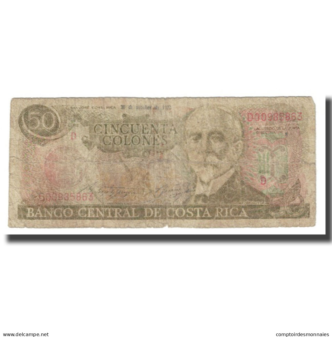 Billet, Costa Rica, 50 Colones, KM:253, B+ - Costa Rica