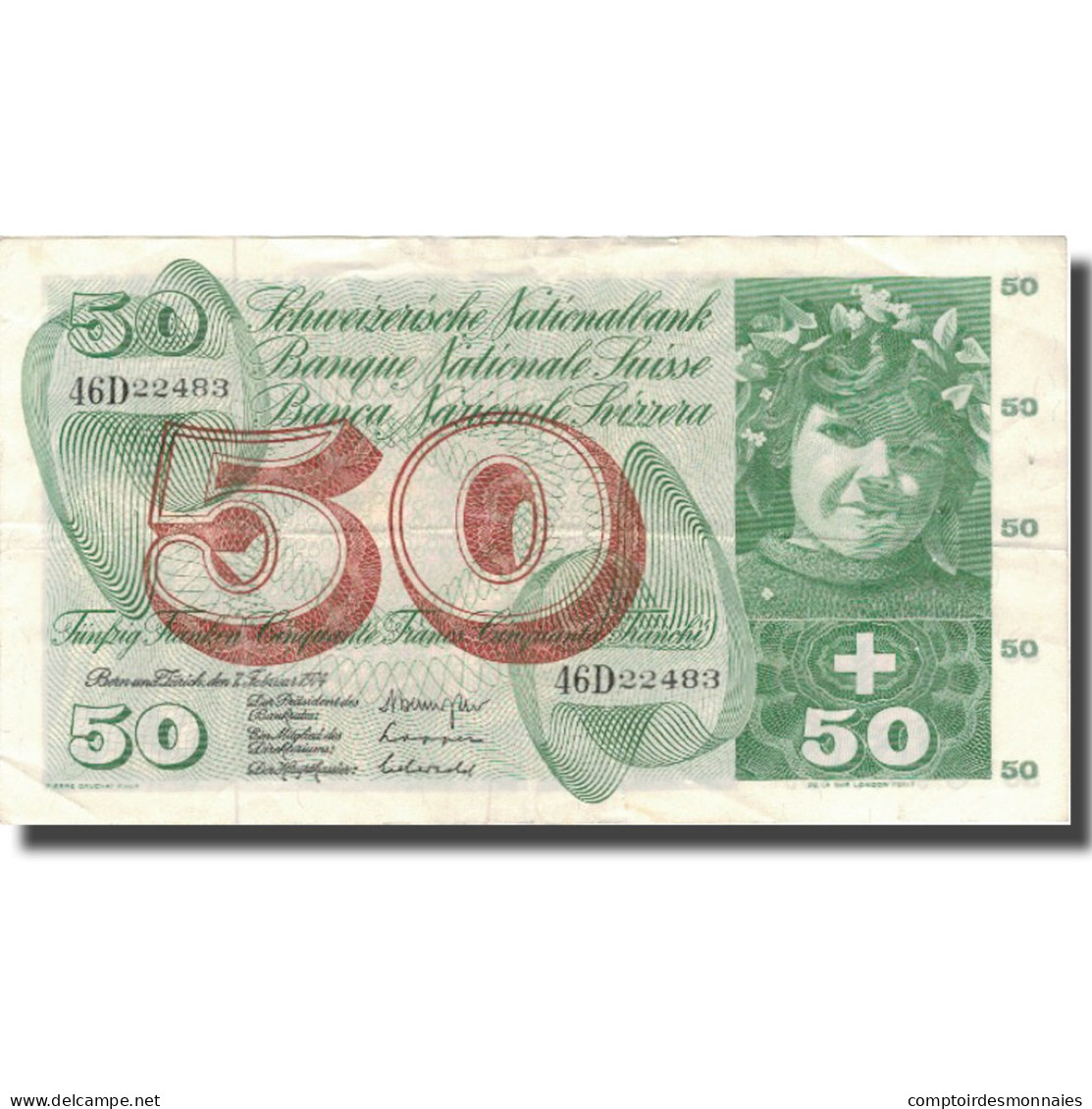 Billet, Suisse, 50 Franken, 1974, 1974-02-07, KM:48n, TTB - Suisse