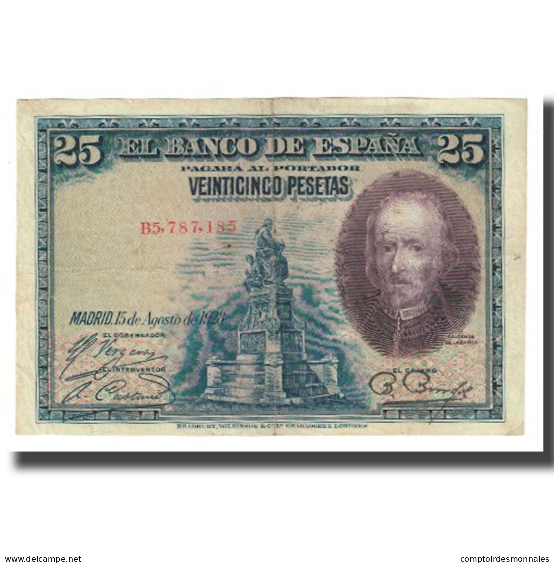 Billet, Espagne, 25 Pesetas, 1928, 1928-08-15, KM:74b, TB - 1-2-5-25 Pesetas