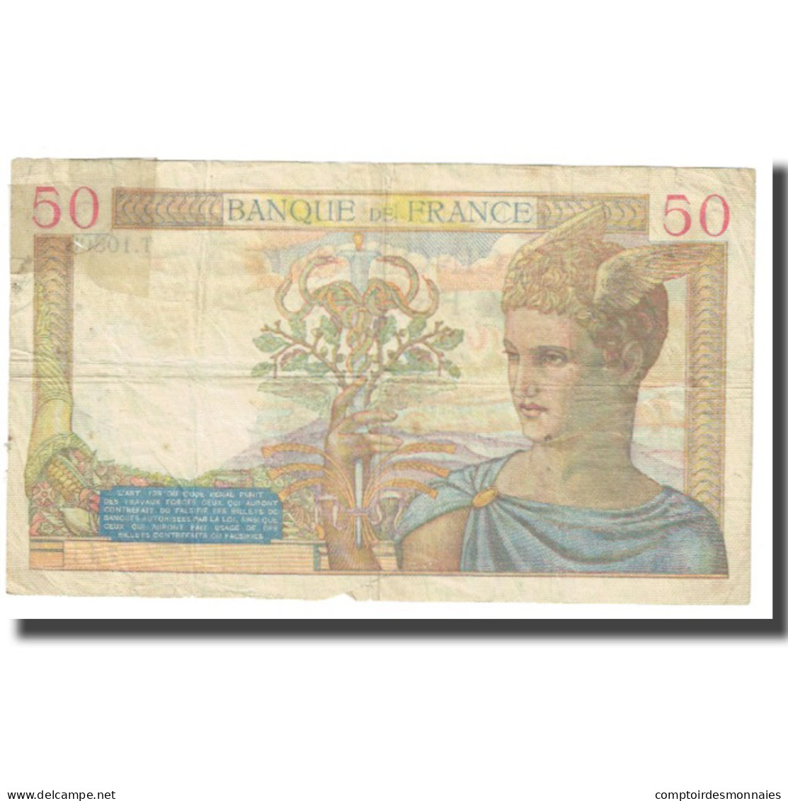 France, 50 Francs, Cérès, 1939, P. Rousseau And R. Favre-Gilly, 1939-08-10 - 50 F 1934-1940 ''Cérès''