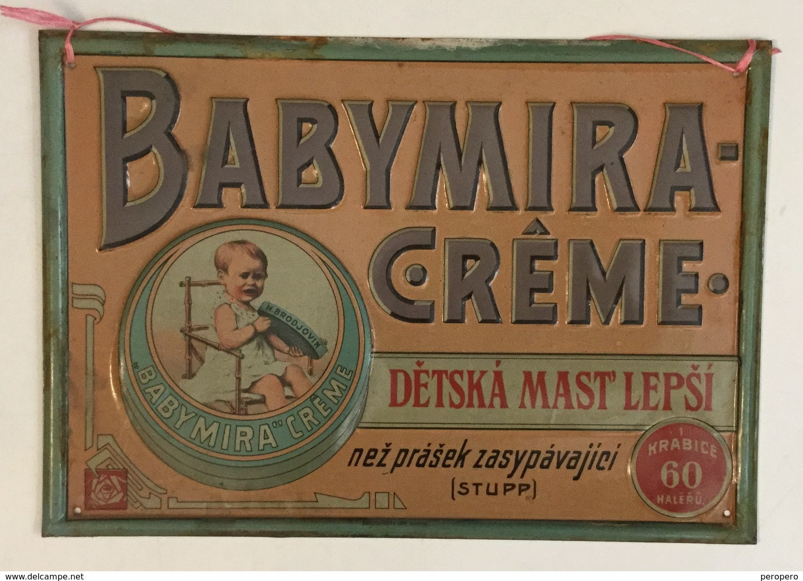 VINTAGE BABYMIRA  CREME  TIN  SIGN   PLAQUE  CZECH REPUBLIC LANGUAGE   33 X 23 Cm - Nettoyage