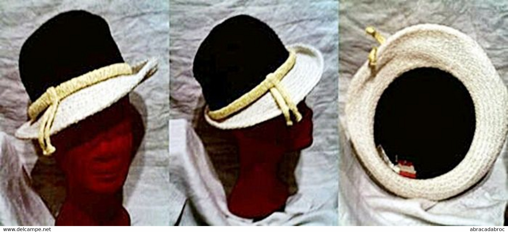 Joli Chapeau Bleu Jaune - Forme Haute - Provenance Etats Unis - Vintage - - 1940-1970