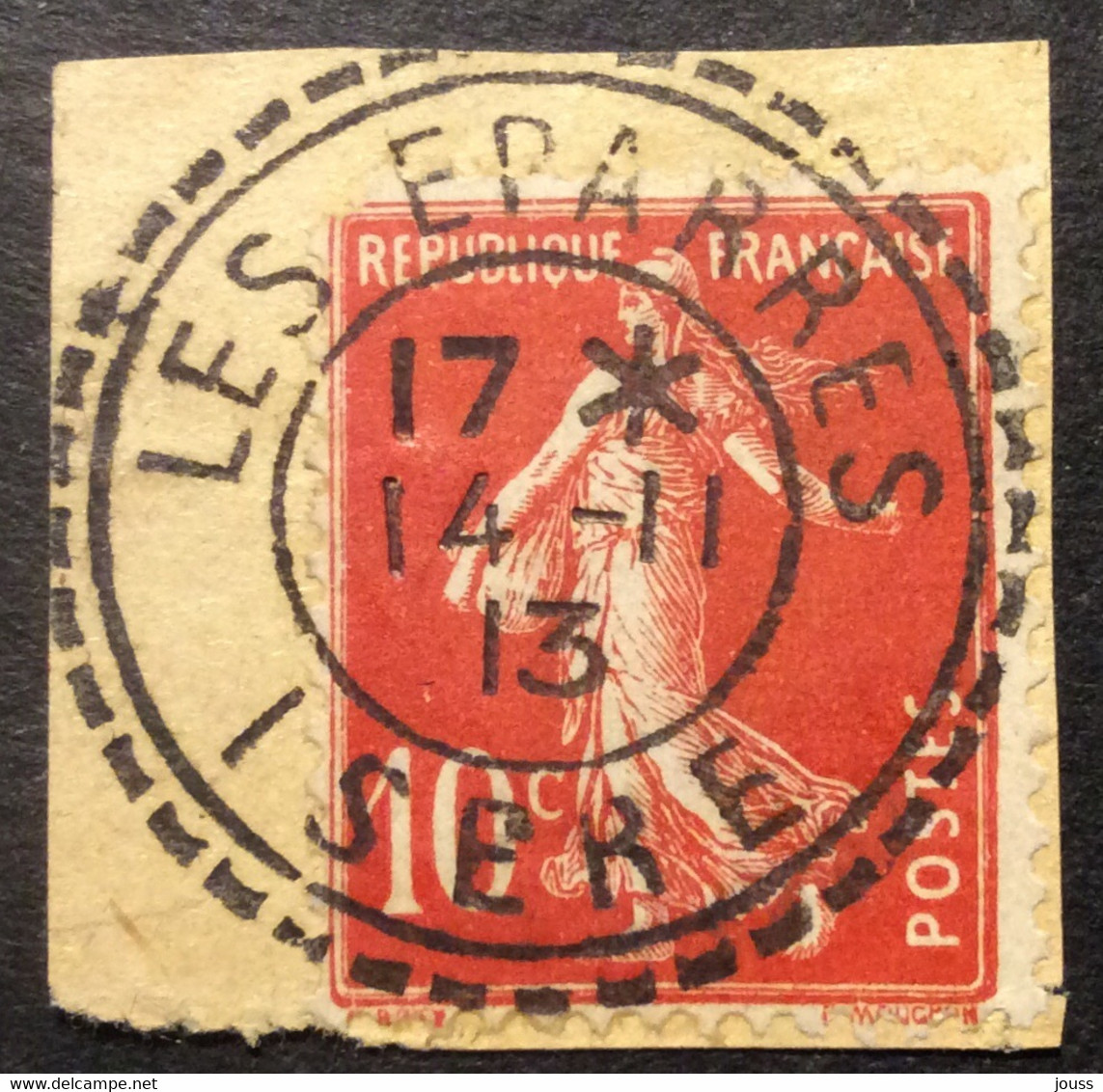 138 ° 21 Isère Les Éparres Tireté Semeuse 10c Rouge 14/11/1913 Oblitéré - Other & Unclassified