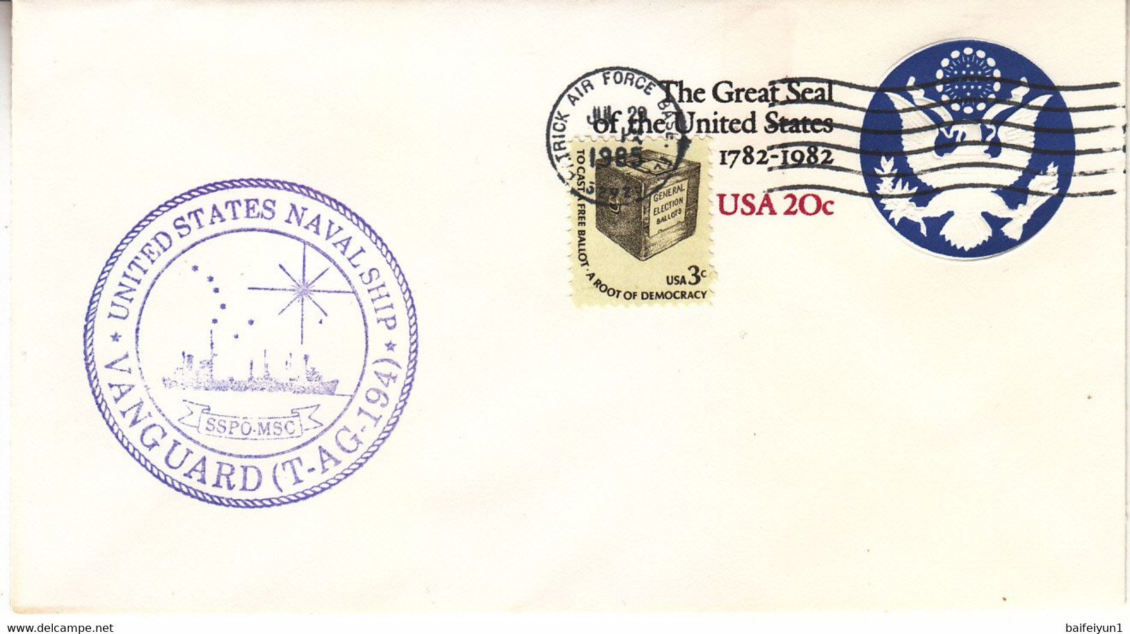 1985 USA  Space Shuttle Challenger STS-51F Mission And VANGUARD Naval Ship Commemorative Cover - América Del Norte