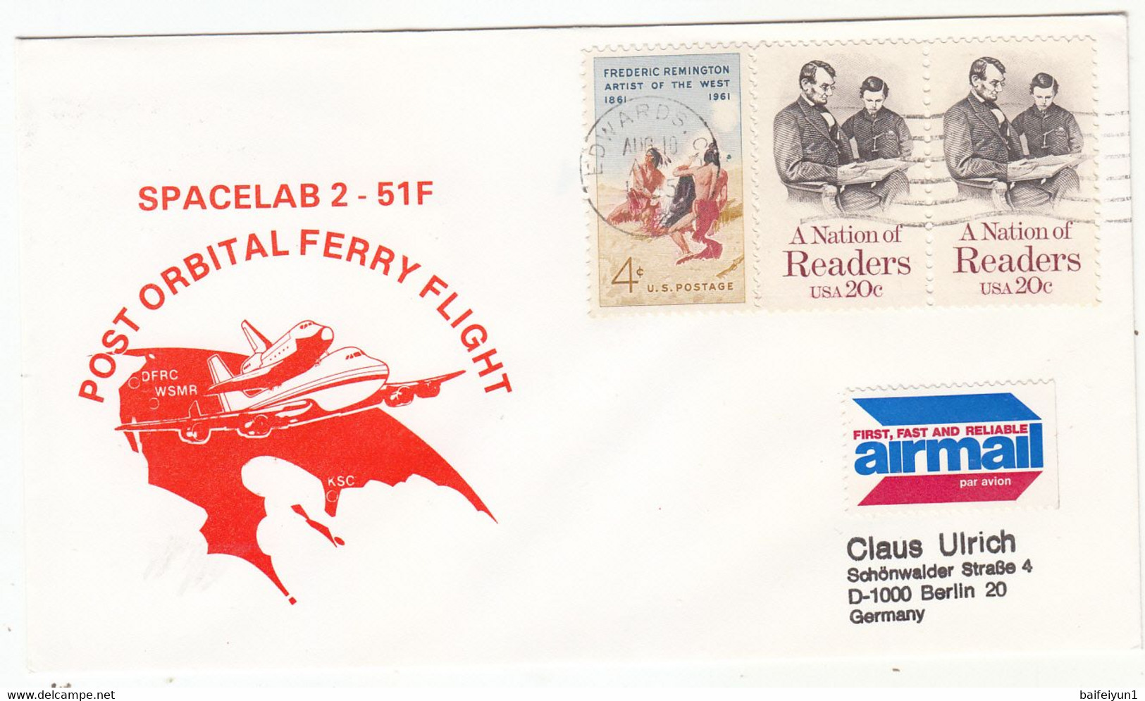 1985 USA  Space Shuttle Challenger STS-51F Mission And Post Orbit Ferry Flight Commemorative Cover - North  America