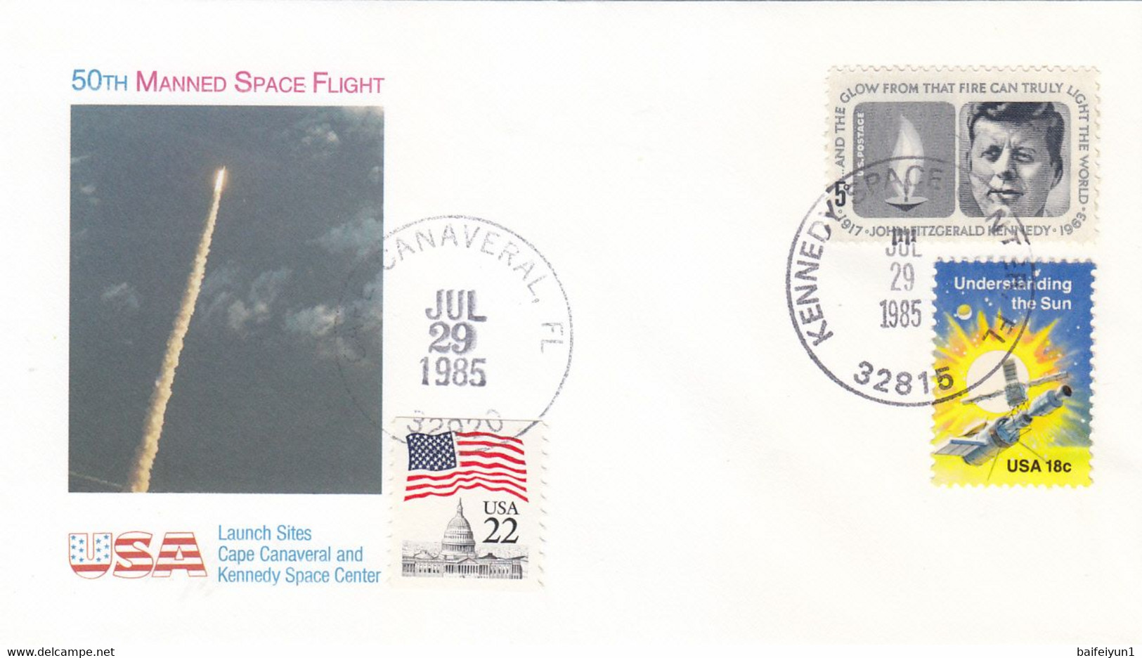 1985 USA  Space Shuttle Challenger STS-51F Mission And 50th Manned Space Flight  Commemorative Cover - Noord-Amerika