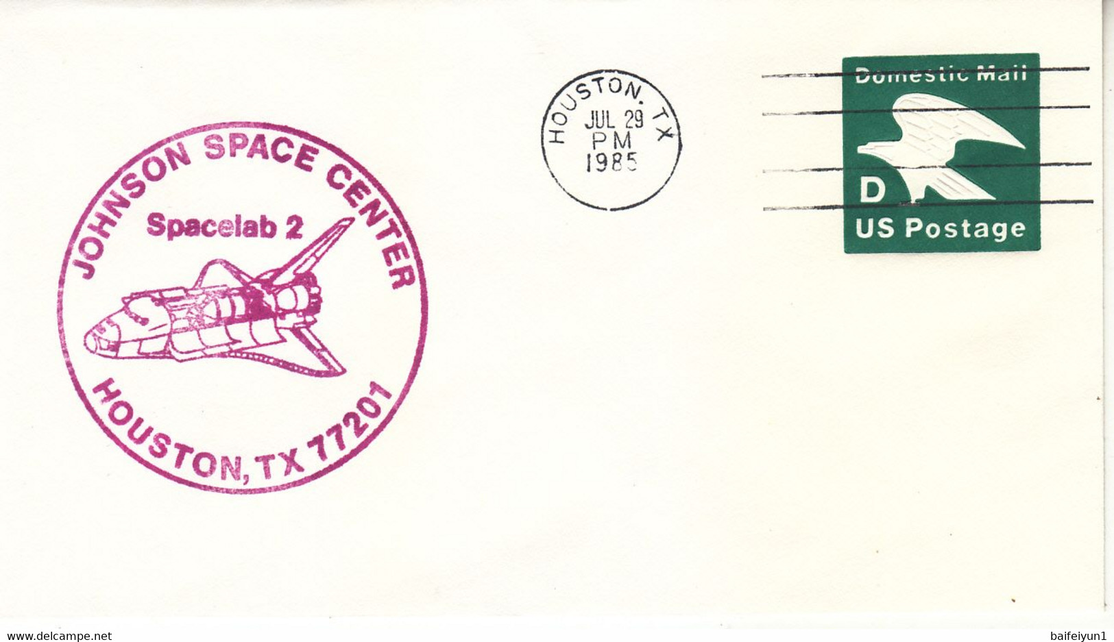 1985 USA  Space Shuttle Challenger STS-51F Mission And Johnson Space Center Commemorative Cover - North  America