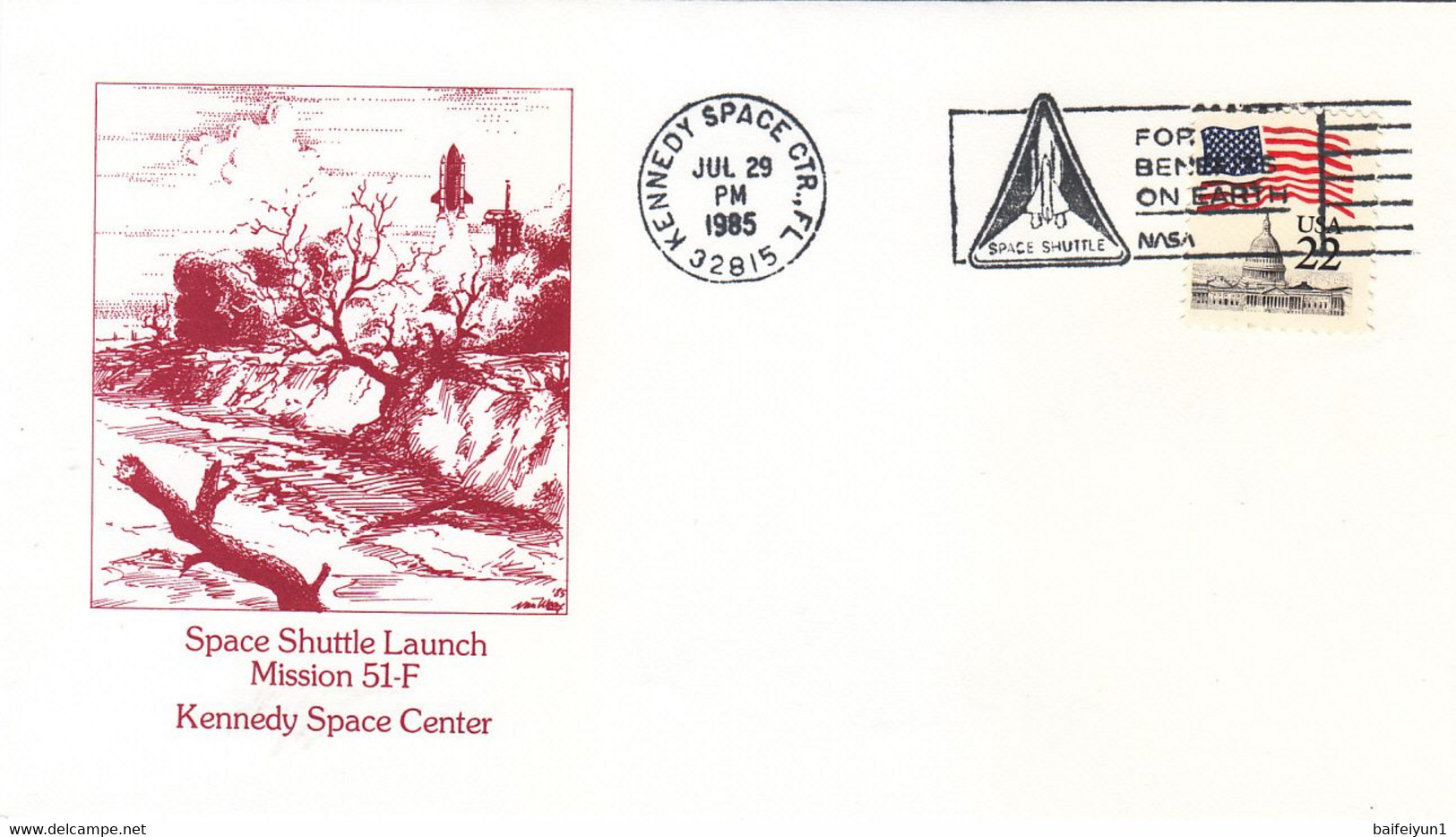 1985 USA  Space Shuttle Challenger STS-51F Mission And Kennedy Space Center Commemorative Cover - Nordamerika