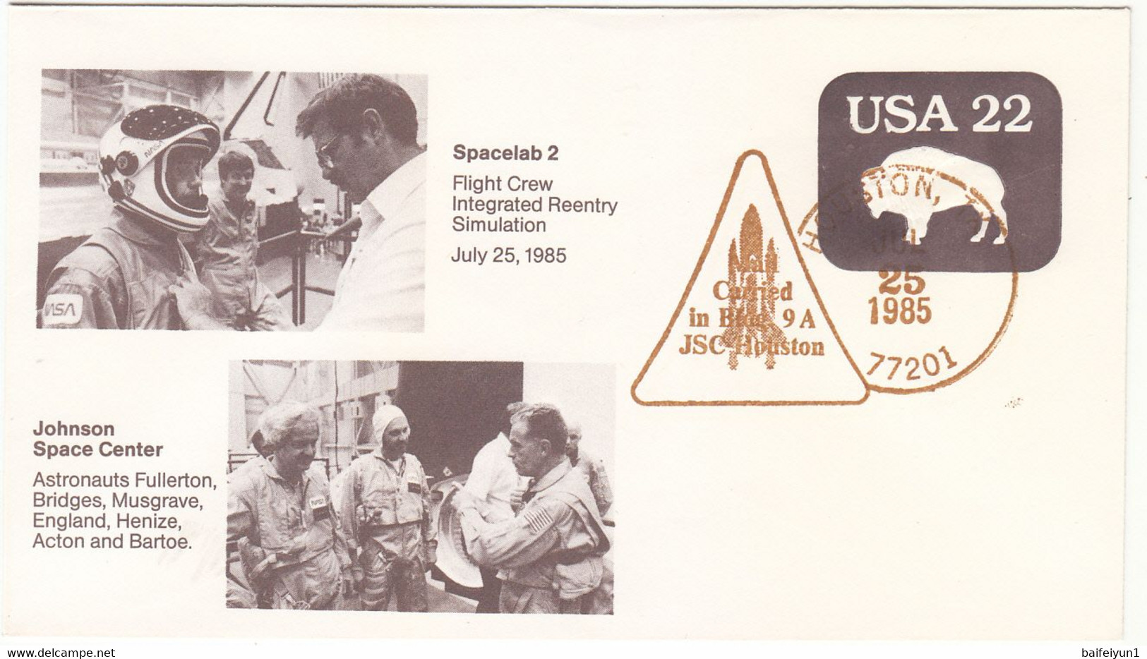 1985 USA  Space Shuttle Challenger STS-51F Mission And Astronauts  Commemorative Cover - North  America
