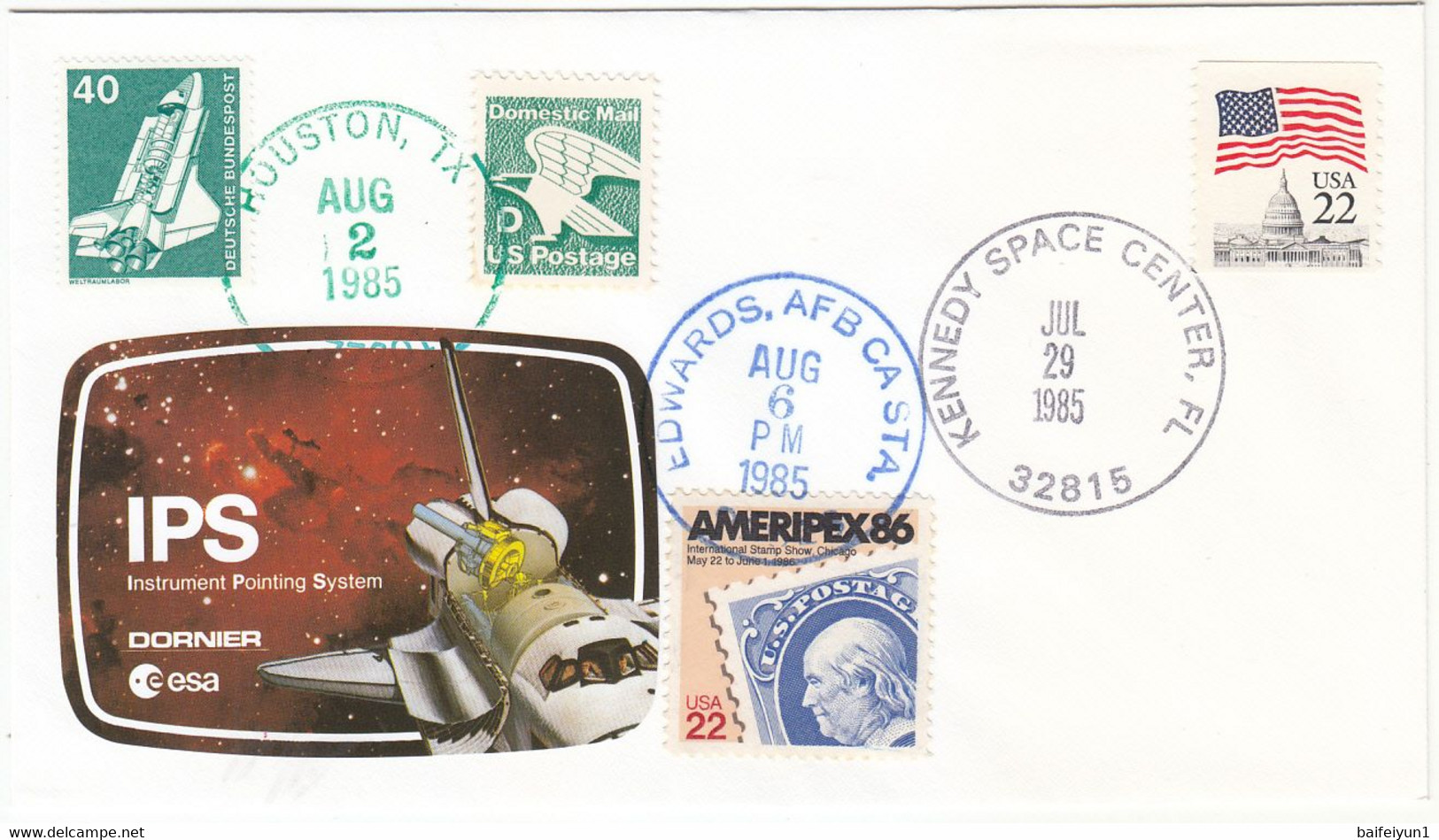 1985 USA  Space Shuttle Challenger STS-51F Mission And Instrument Pointing System Commemorative Cover - Nordamerika