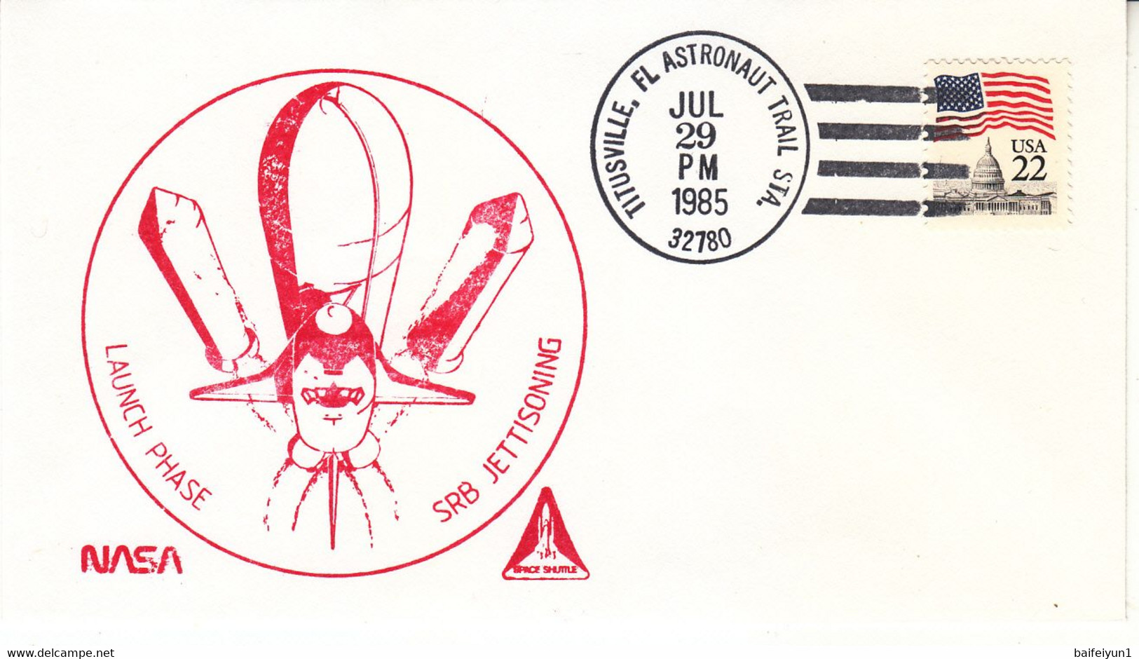 1985 USA  Space Shuttle Challenger STS-51F Mission And Launch Phase SRB JETTISONING Commemorative Cover - Amérique Du Nord