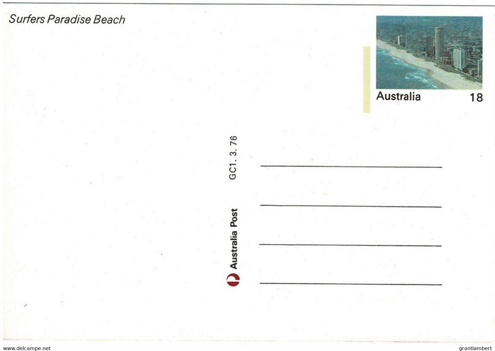 Surfers Paradise Beach, Queensland - Unused Prepaid PC GC1.3.76 - Gold Coast