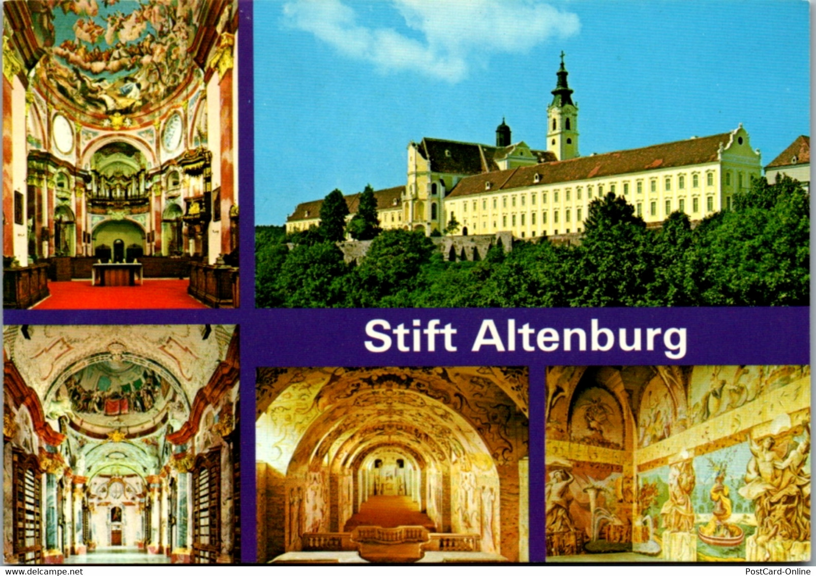 7835 - Niederösterreich - Stift Altenburg , Bibliothek , Krypta , Sala Terrena , Mehrbildkarte - Gelaufen 1984 - Bad Deutsch-Altenburg