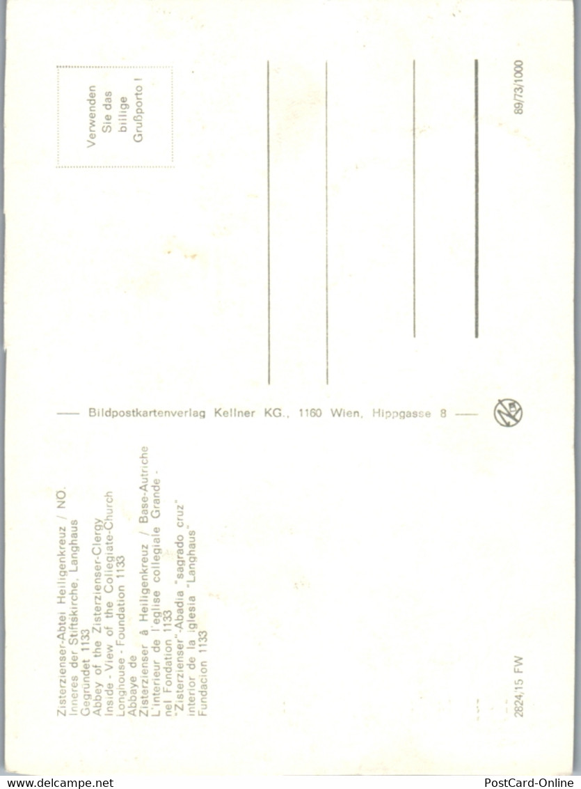 7869 - Niederösterreich - Heiligenkreuz , Zisterzienser Abtei , Innenansicht Stiftskirche , Langhaus - Nicht Gelaufen - Heiligenkreuz