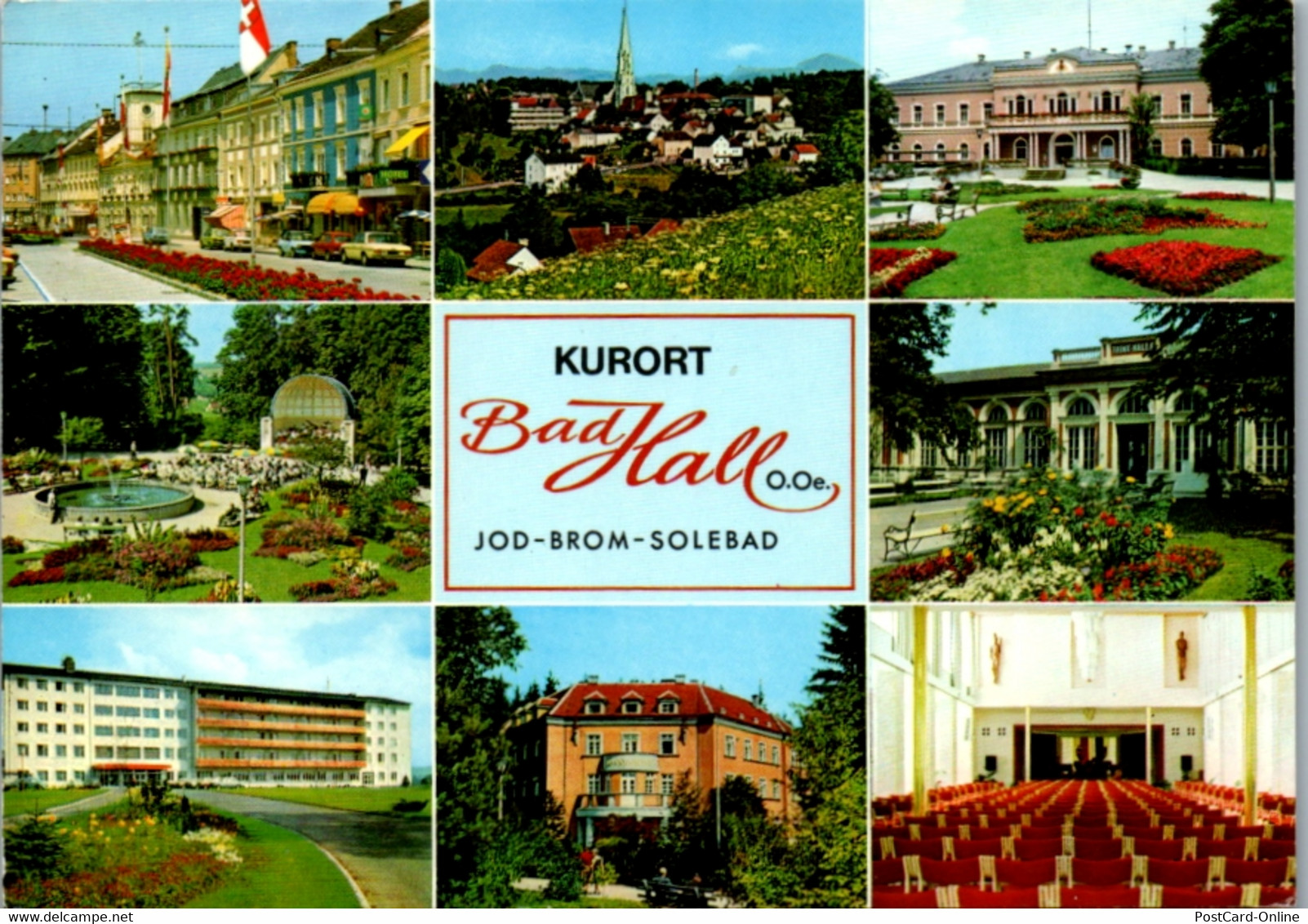 7983 - Oberösterreich - Bad Hall , Hauptplatz , Musikpavillon , Trinkhalle , Kuranstalt , Sonnenheim , Mehrbildkarte - G - Bad Hall