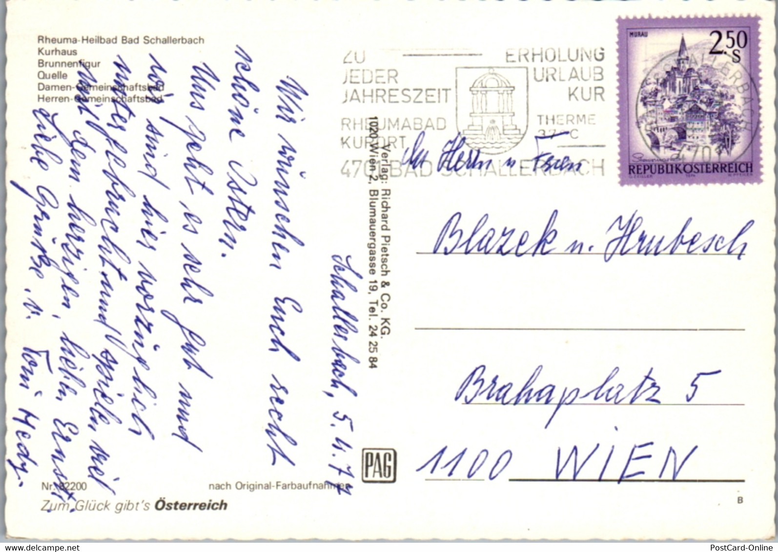 7984 - Oberösterreich - Bad Schallerbach , Rheuma Heilbad , Brunnenfigur , Quelle , Mehrbildkarte - Gelaufen 1977 - Bad Schallerbach