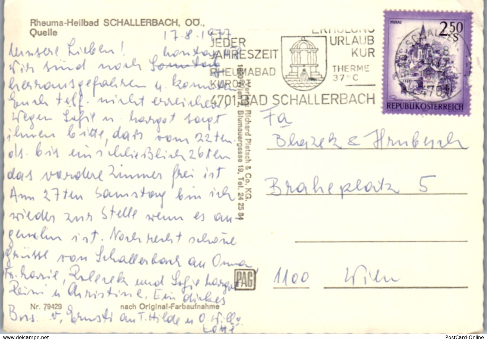 7994 - Oberösterreich - Bad Schallerbach , Rheuma Heilbad , Quelle - Gelaufen 1977 - Bad Schallerbach